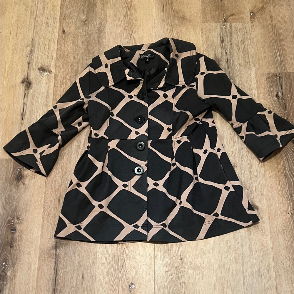 Eden Court Black and Tan Geometric Jacket Medium